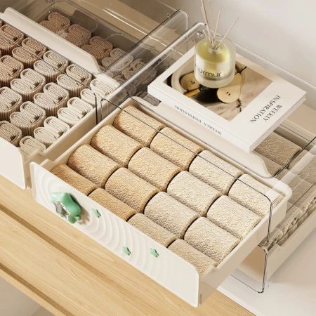 【CL】26Q3#3307-123 Multi-layer beige underwear storage box, three-piece set, storage drawer cabinet, organizing box, home storage cabinet, storage box, clothing storage box 【CL】26Q3#3307-123 Multi-layer beige underwear storage box, three-piece set, storage drawer cabinet, organizing box, home storage cabinet, storage box, clothing storage box